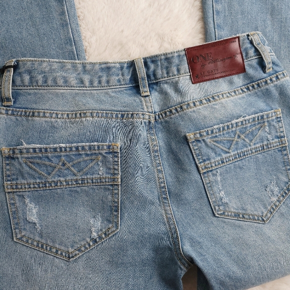 One Teaspoon x Free People Y2K Le Cats Blue Bone Low Rise Flare Denim Je… - Picture 13 of 16